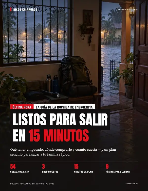 Portada de Listos en 15 minutos, La guía de la mochila de emergencia